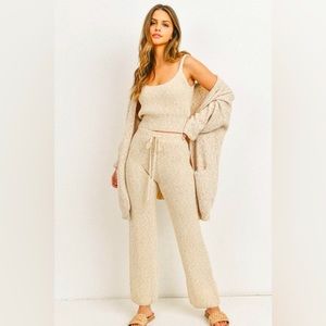 Paper crane mixed yarn drawstring pants